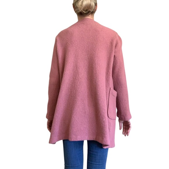 Max Studio Pink Wool Blend Long Line Zip Down Jacket Blazer Size Large - Picture 3 of 12